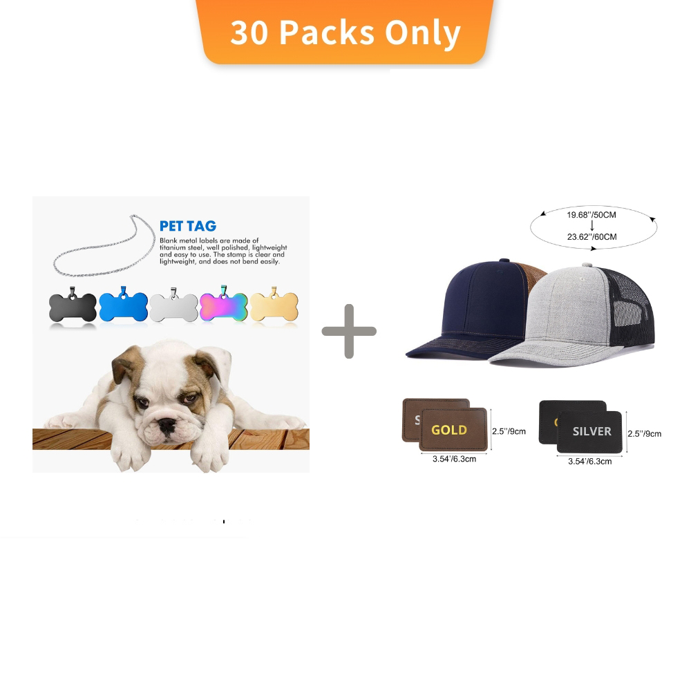 Crafting Bundle: Titanium Steel Pet Tags and Metal Charms+Adjustable Mesh Trucker Hat Crafting Bundle: Titanium Steel Pet Tags and Metal Charms+Adjustable Mesh Trucker Hat