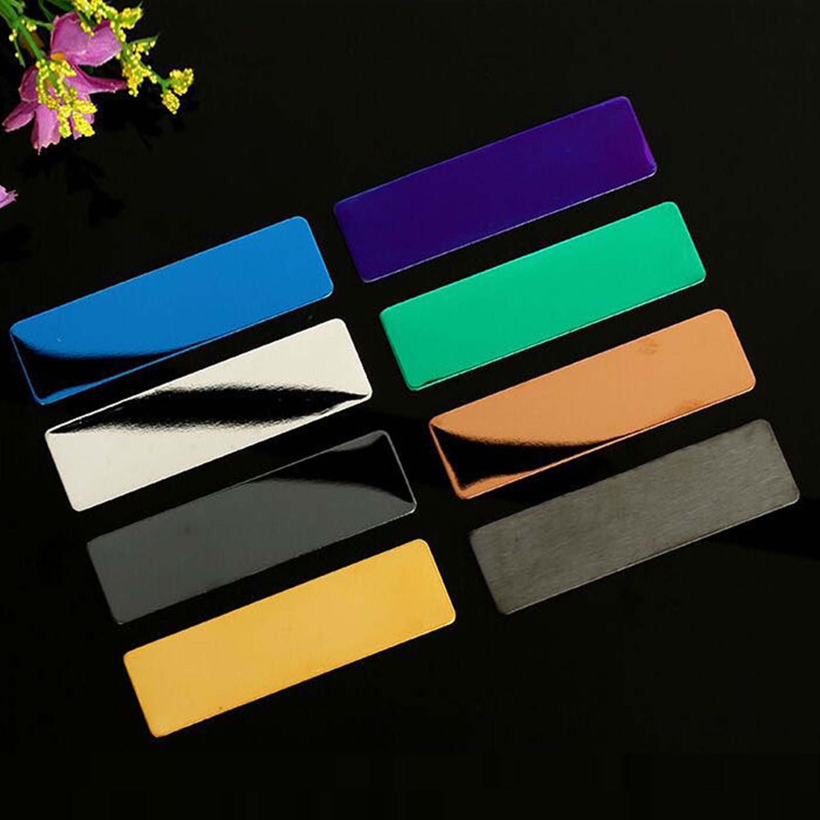 Plaques nominatives en acier inoxydable pour gravure laser - Lot de 4 couleurs et 20 packs Plaques nominatives en acier inoxydable pour gravure laser - Lot de 4 couleurs et 20 packs