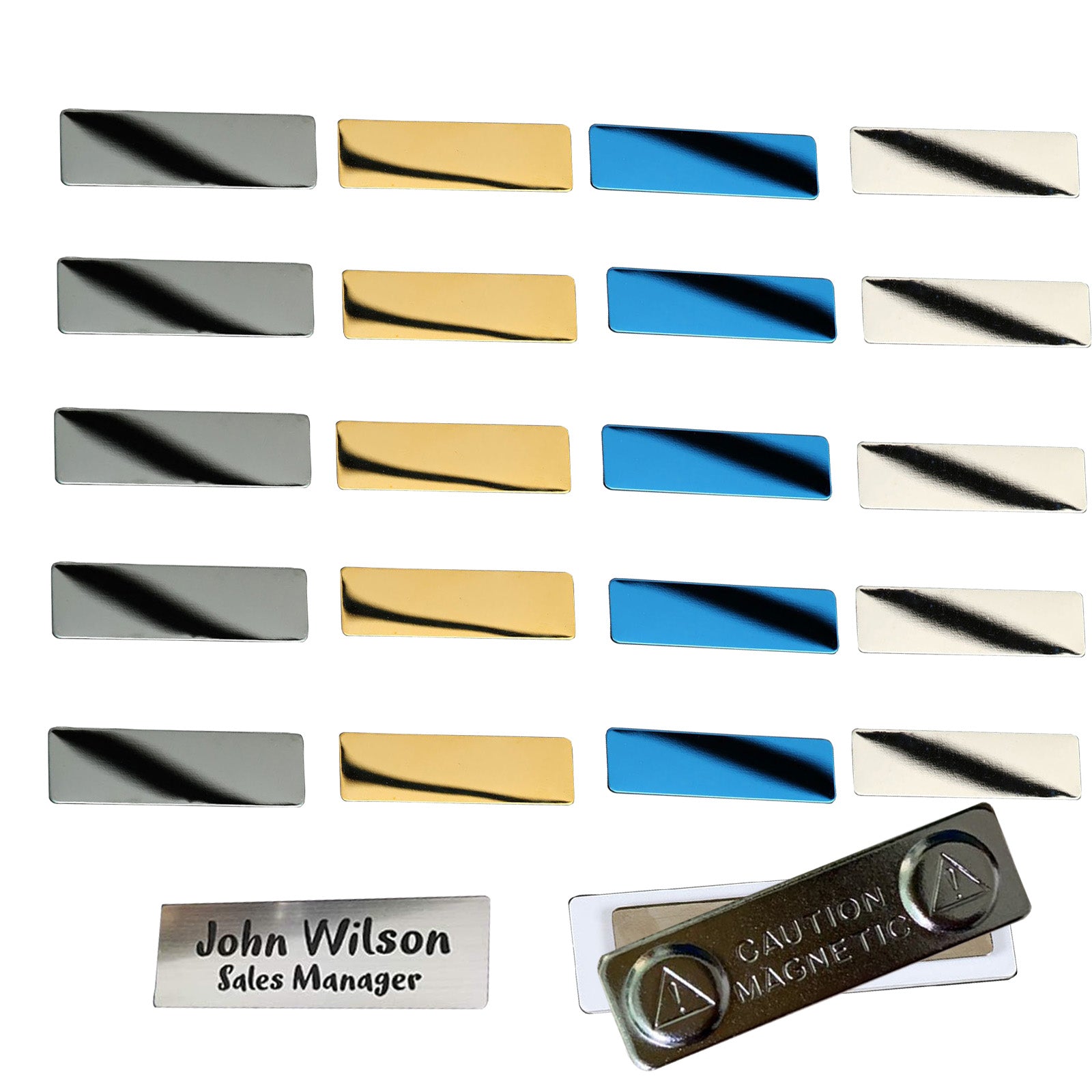 Plaques nominatives en acier inoxydable pour gravure laser - Lot de 4 couleurs et 20 packs Plaques nominatives en acier inoxydable pour gravure laser - Lot de 4 couleurs et 20 packs