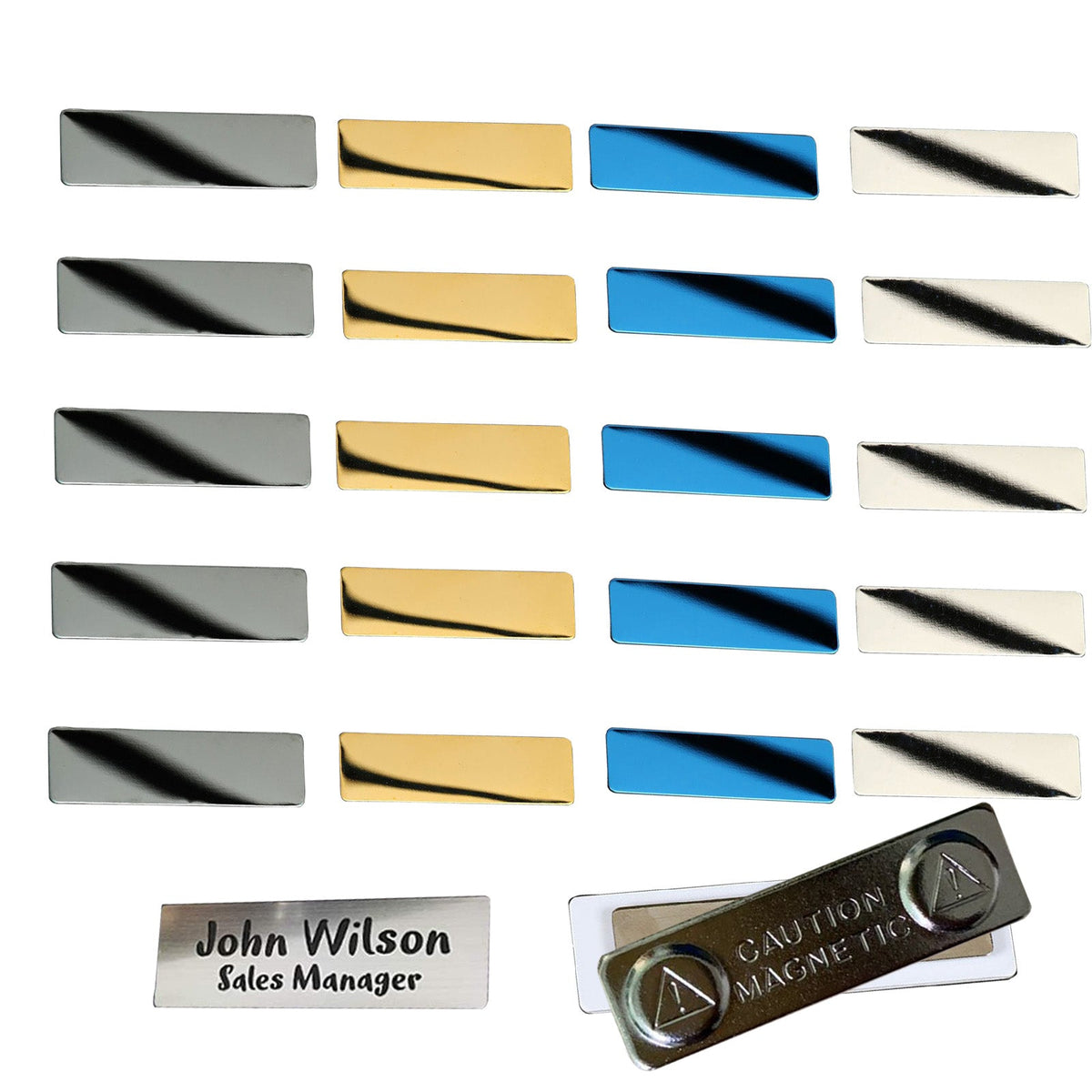 Plaques nominatives en acier inoxydable pour gravure laser - Lot de 4 couleurs et 20 packs
