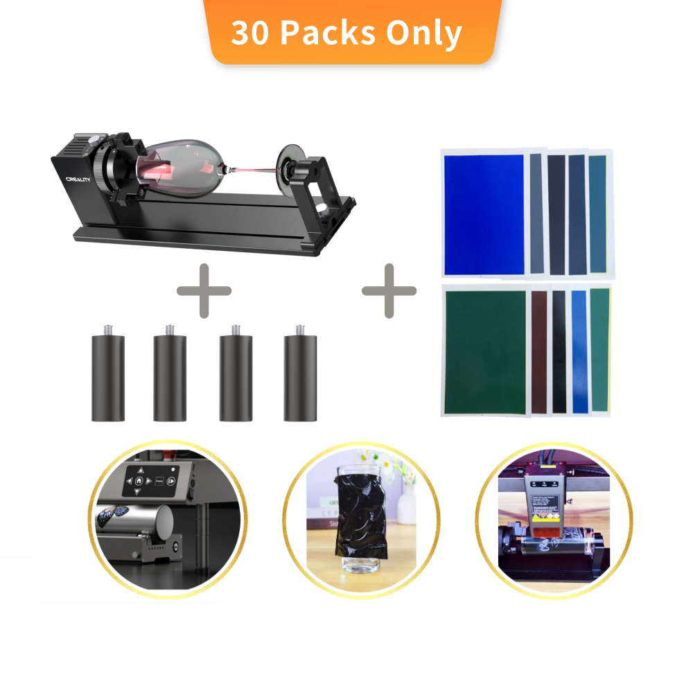 Bundle Falcon Rotary Kit Pro with Risers(4Packs) and Laser Carved Colored Paper for Curved Surface Laser Engraving Bundle Falcon Rotary Kit Pro with Risers(4Packs) and Laser Carved Colored Paper for Curved Surface Laser Engraving