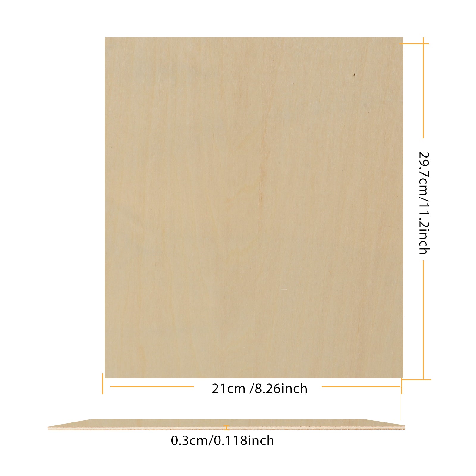 Thickness Basswood Plywood 8.27x11.7x0.12" for Laser Engraving - Pack of 10pcs Thickness Basswood Plywood 8.27x11.7x0.12" for Laser Engraving - Pack of 10pcs