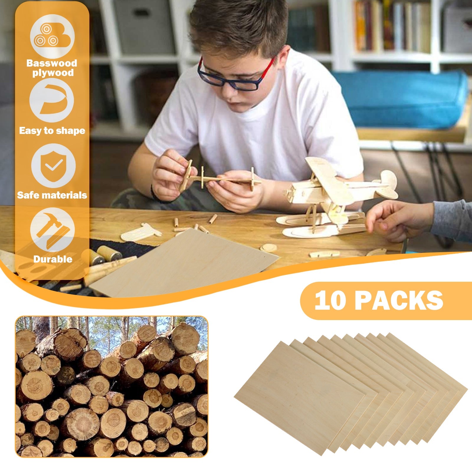 Thickness Basswood Plywood 8.27x11.7x0.12" for Laser Engraving - Pack of 10pcs Thickness Basswood Plywood 8.27x11.7x0.12" for Laser Engraving - Pack of 10pcs