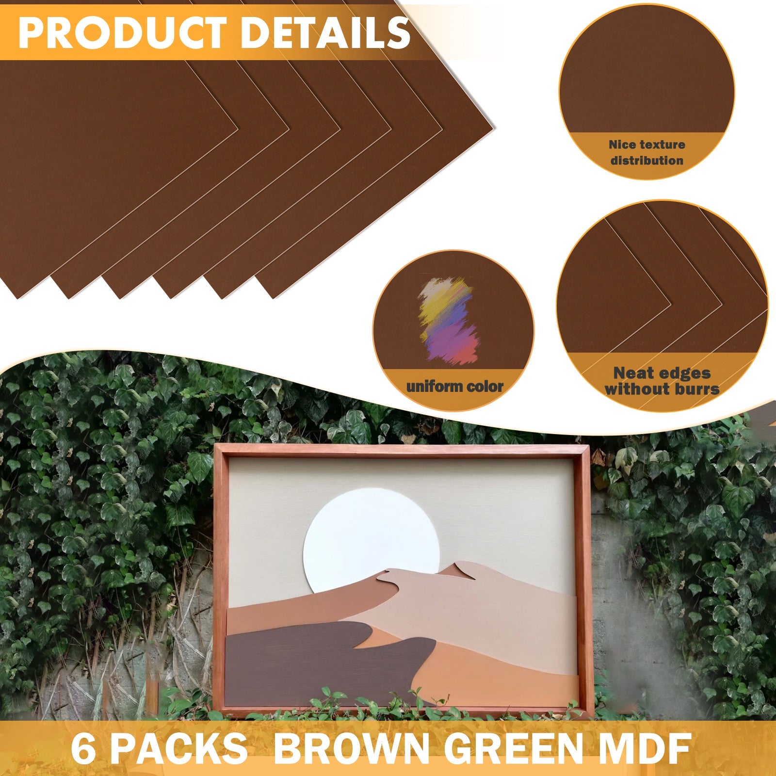 Brown Wood 12"x12" for Laser Engraving and CNC Cutting - 6pcs Brown Wood 12"x12" for Laser Engraving and CNC Cutting - 6pcs