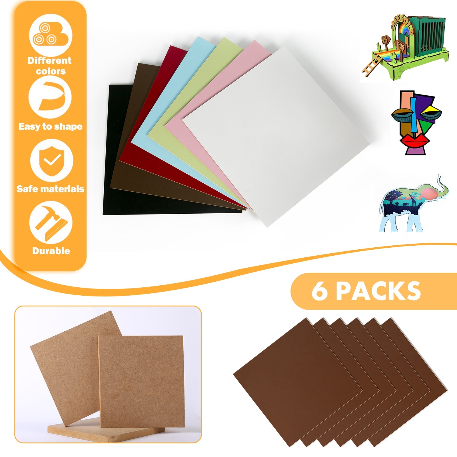 Brown Wood 12"x12" for Laser Engraving and CNC Cutting - 6pcs Brown Wood 12"x12" for Laser Engraving and CNC Cutting - 6pcs