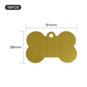 The Creality Falcon Large Multicolor Anodized Aluminum Dog Tag features a gold bone shape, a small top hole, and measures 51mm x 36mm. A "18PCS" label appears in the corner.