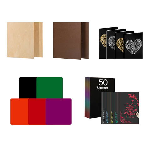 Mega Pack of Basswood Plywood | Brown Wood | Gold Silver Scratch Paper | Scratch Paper | Opaque Glossy Colorful Acrylic