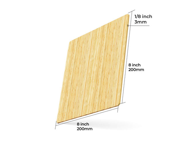 Falcon 8x8x1/8'' Natural Bamboo Board for Laser Engraver and Cutter (10pcs)