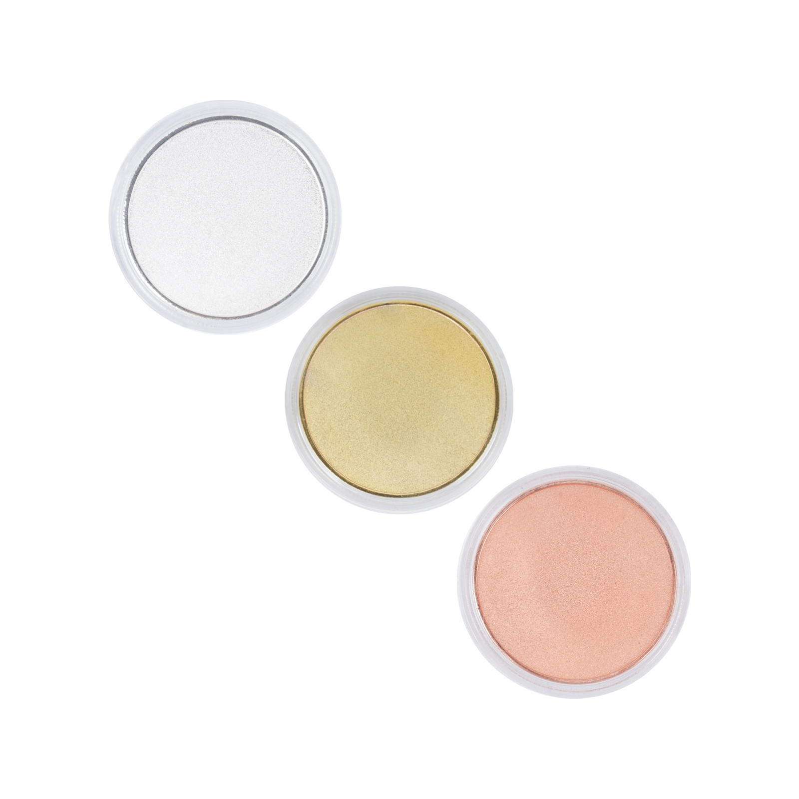 Six round Creality Falcon 3-Color Blank Commemorative Coins for Laser Engraver in white, gold, and peach shades are arranged diagonally on a white background.