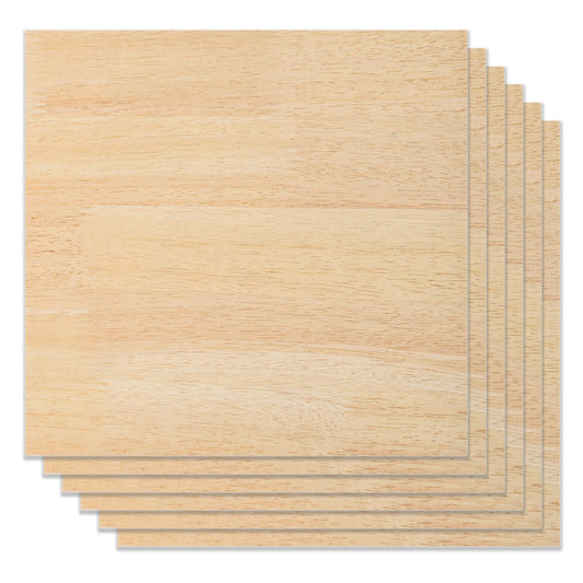 Rubberwood Spliced Plywood 1/8" x 11.8" x 11.8" for Laser Engraving and Cutting - 6pcs 1600