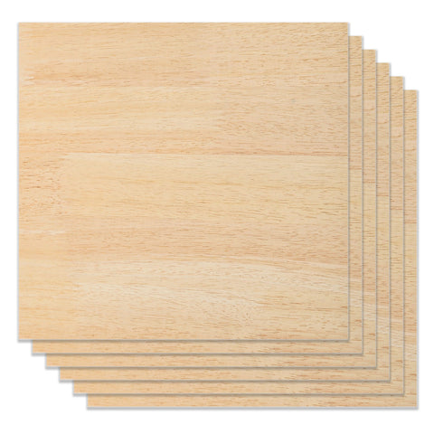 Rubberwood Spliced Plywood 1/8" x 11.8" x 11.8" for Laser Engraving and Cutting - 6pcs