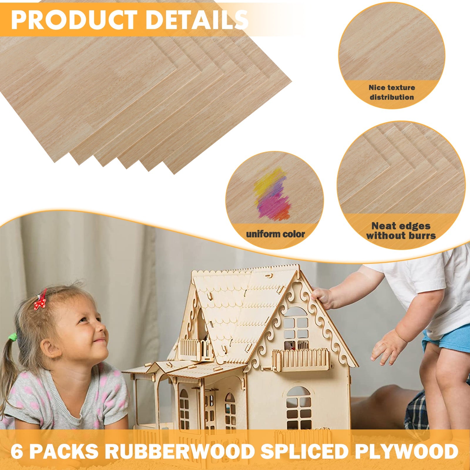 Rubberwood Spliced Plywood 1/8