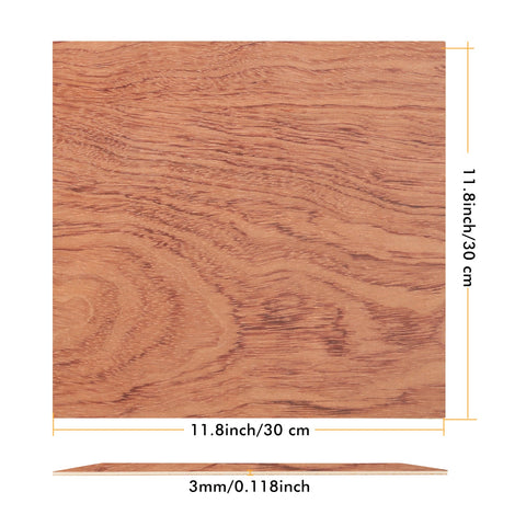 Bubinga Brazilian Rosewood Plywood Sheets 11.8" x 11.8" for Laser Engraving and Cutting - 6pcs