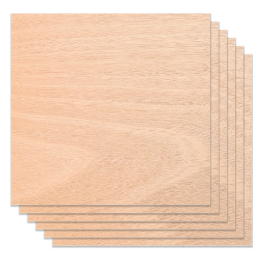 Mahogany Plywood 1/8" x 11.8" x 11.8" for Laser Engraving and Cutting - Pack of 6pcs 1600