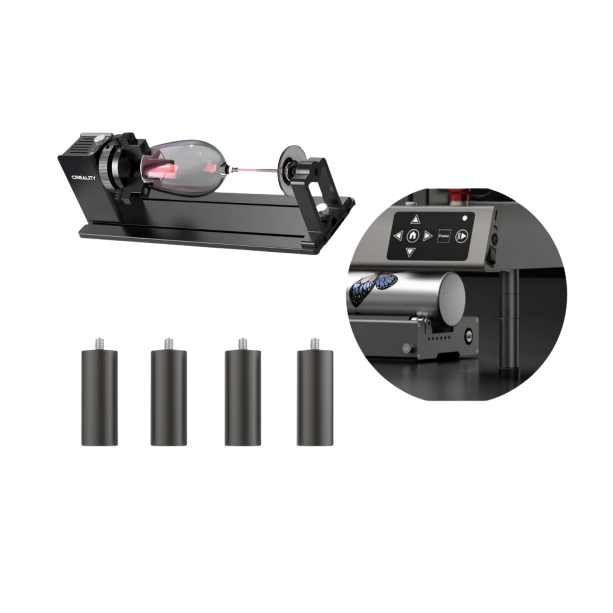 Falcon Rotary Kit Pro with Risers for Curved Surface Engraving