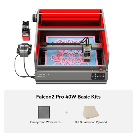 Falcon2 Pro 40W Enclosed Laser Engraver and Cutter Bundle - Basic Kits for Wood Engraving