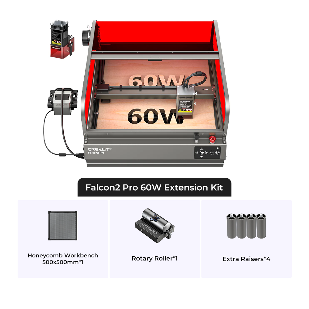 Falcon2 Pro 60W Enclosed Laser Engraver and Cutter Bundles Extension Kit