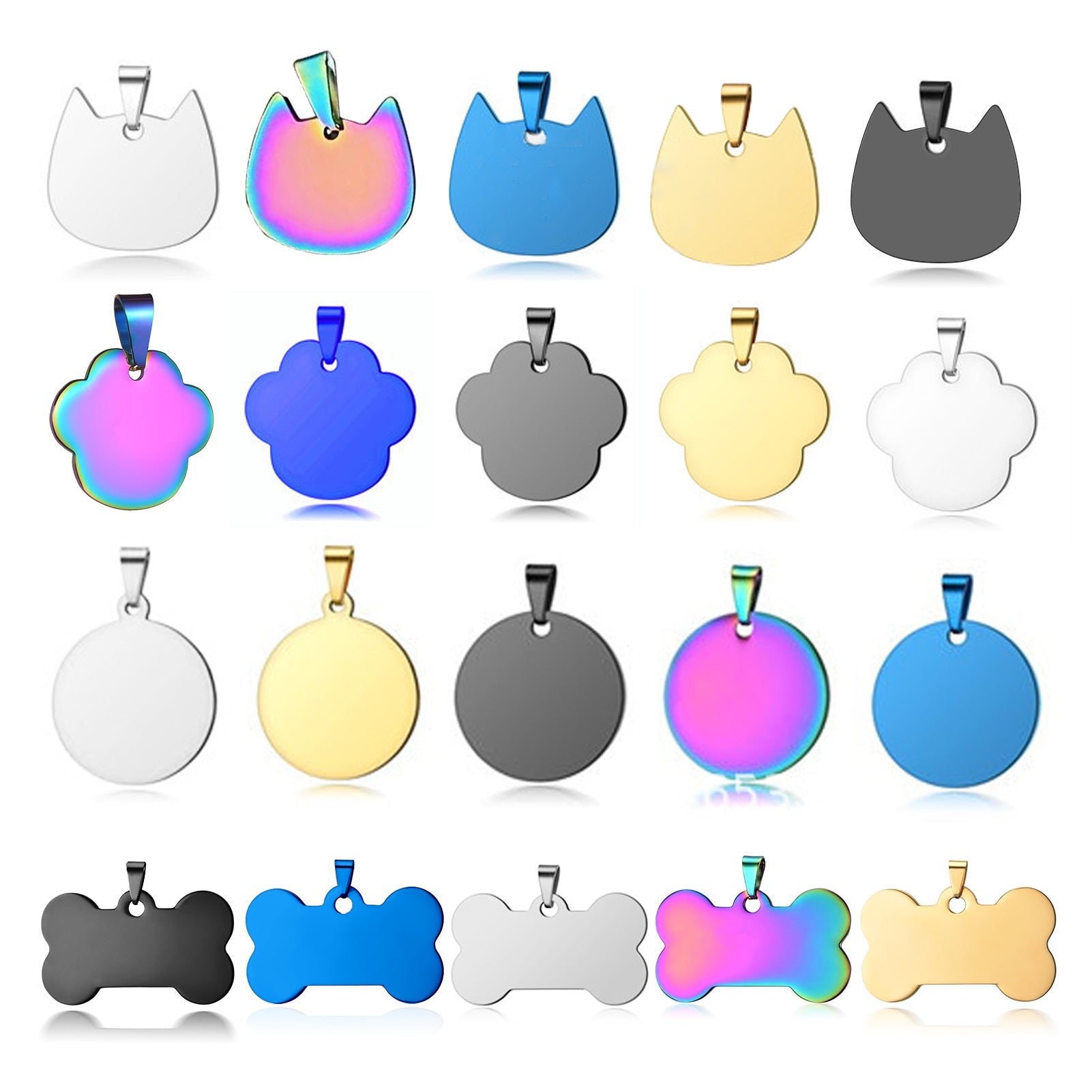 Titanium Steel Pet Tags and Metal Charms for Laser Engraving - 20pcs