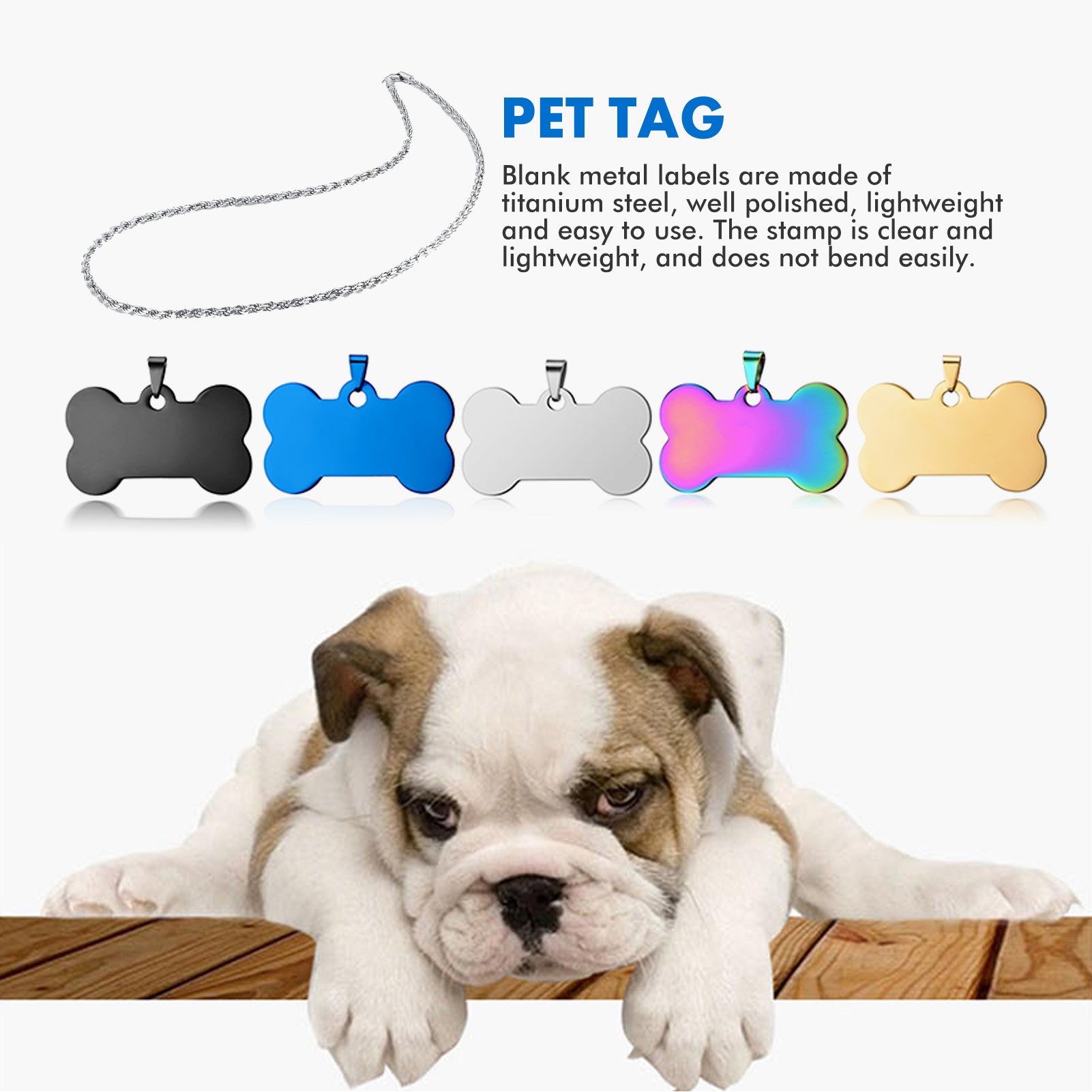 Titanium Steel Pet Tags and Metal Charms for Laser Engraving - 20pcs