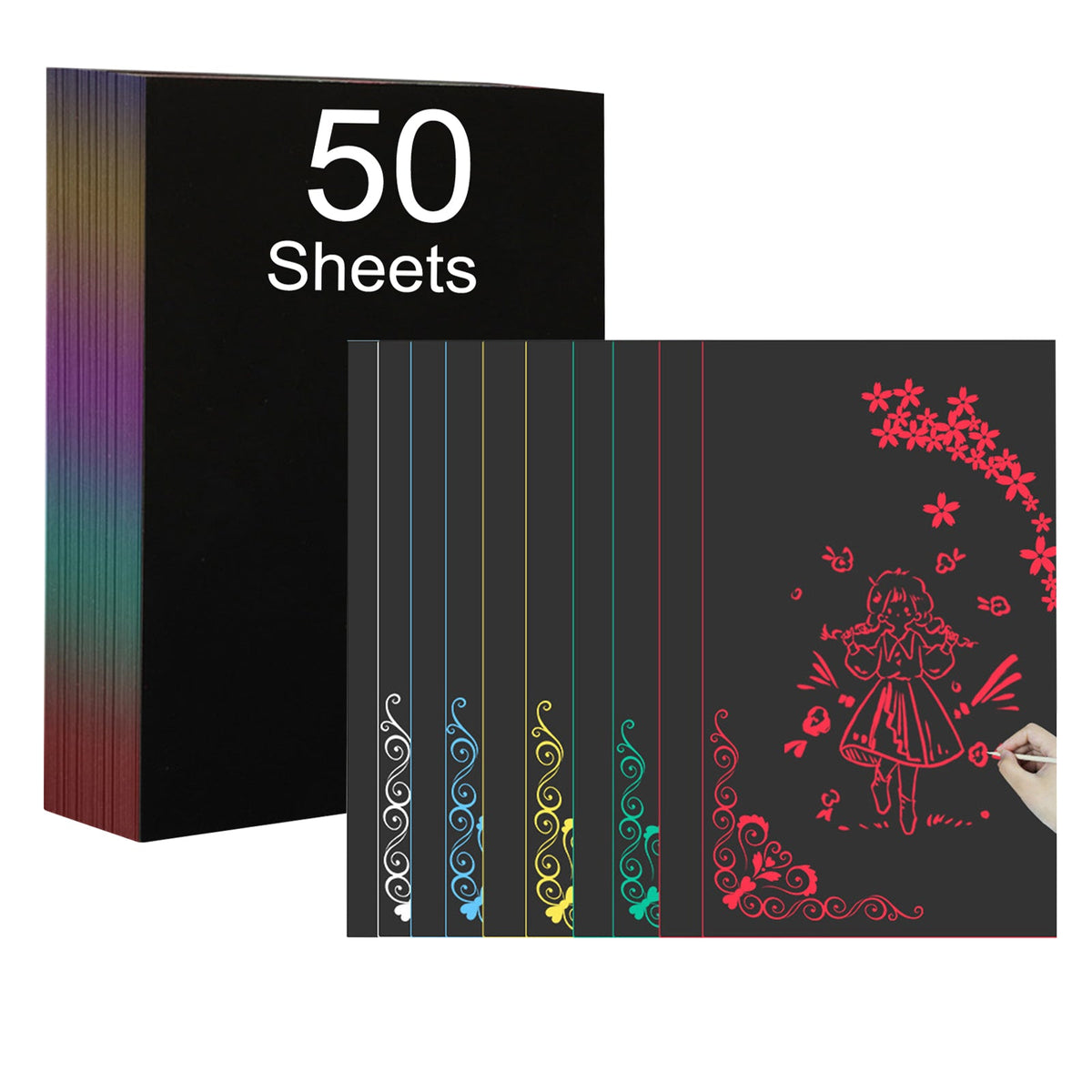 Scratch Paper A4 for Laser Engraving - Pack of 5 Colors and 50 Sheets