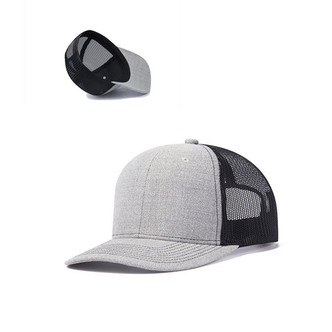 2 pcs Adjustable Men Mesh Trucker Hat with 4pcs Self-adhesive Cap Stickers for Laser Engraving