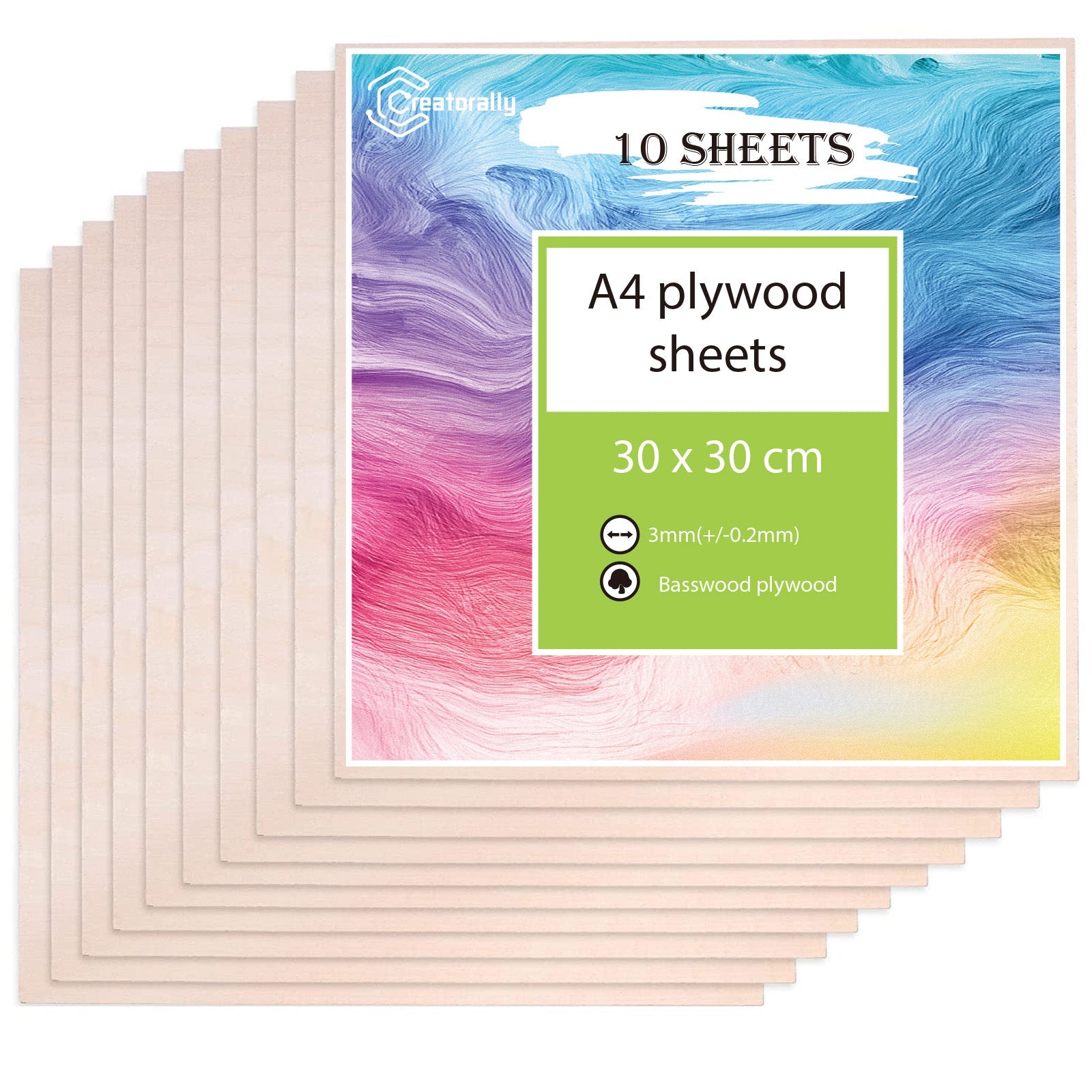 Plywood Sheets 11.8*11.8*1/8” A4 for Laser Engraving and Cutting - Pack of 10pcs