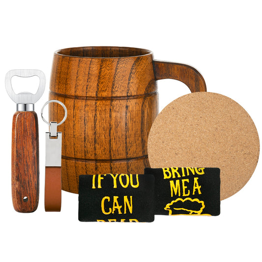 Men's Birthday Gift Set: Beer Opener, Coaster, Wood Mug, Keychain, Socks for Laser Engraving 1600