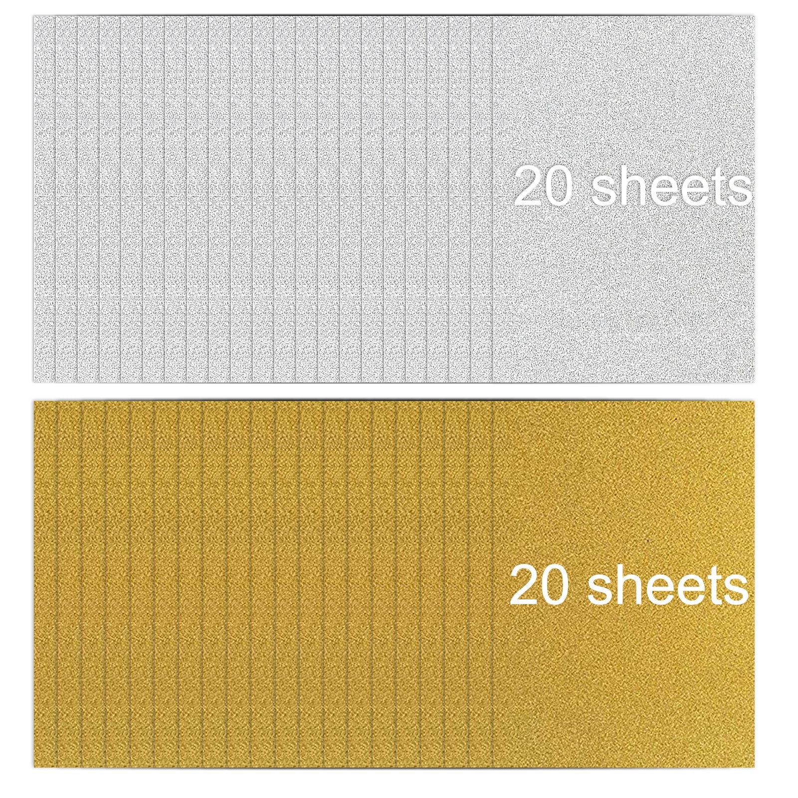 Gold and Silver Self-Adhesive Glitter Cardstock Paper A4 for Laser Engraving - 40 Sheets