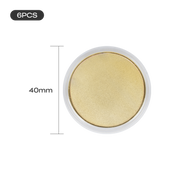 A set of 6 Creality Falcon 3-Color Blank Commemorative Coins for Laser Engraver is shown, featuring a round gold coin in a clear case next to a "40mm" label, with "6PCS" marked at the top left on a plain white background.