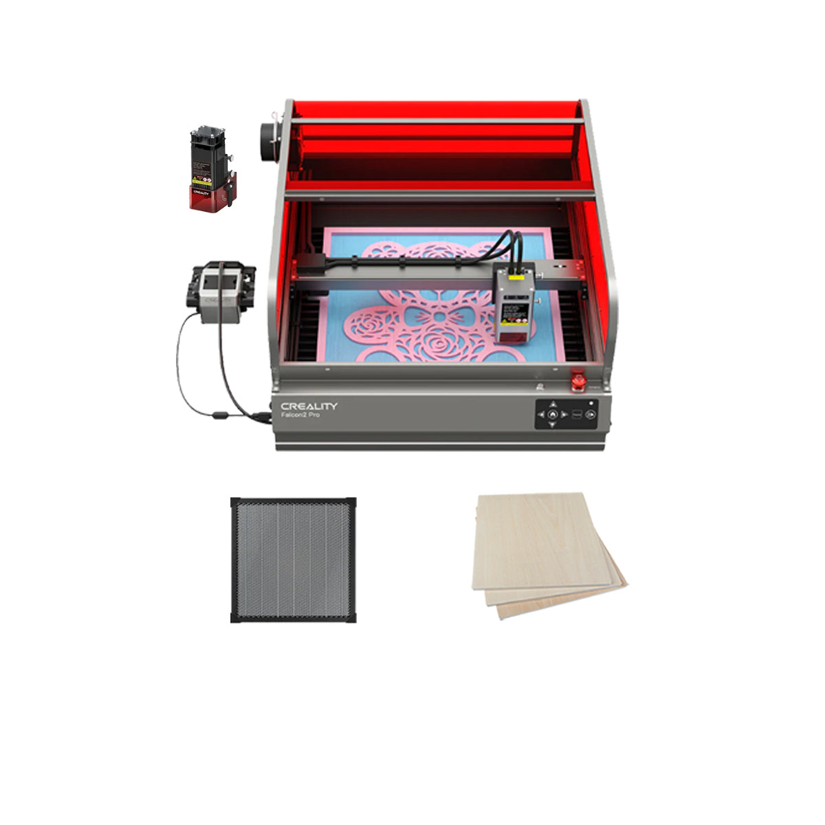 Falcon2 Pro 40W Enclosed Laser Engraver and Cutter Bundle - Basic Kits for Wood Engraving